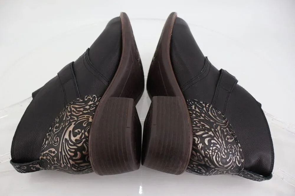 Alegria Mikki Showboat Women's Sz 40/9-9.5 Black Leather Buckle Ankle Boots